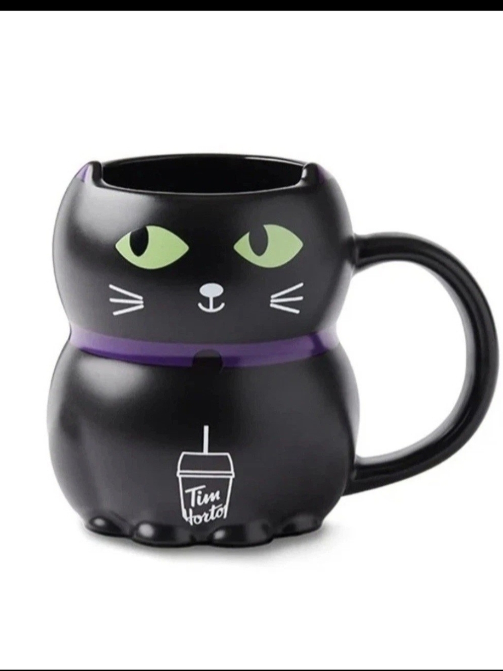 2025 Tim Hortons 20 oz figural Ceramic Mug - black cat - "Limited Edition" NEW